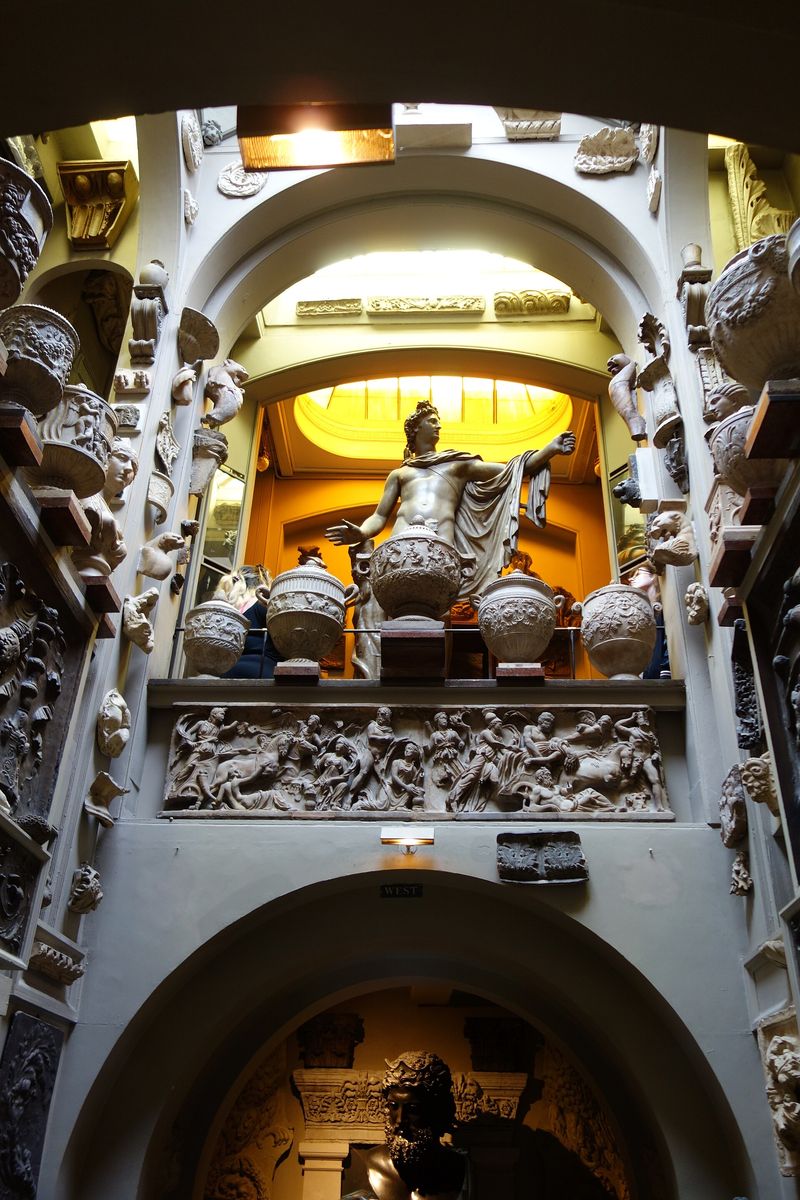 The densely packed cast and antiquities gallery inside Sir John Soane's Museum in London