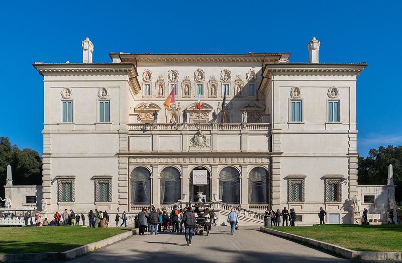 The facade of the Galleria Borghese villa gallery in Rome